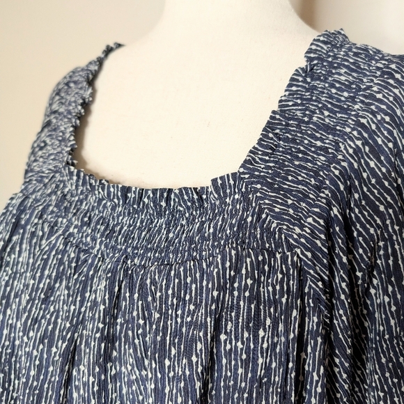 APIECE APART Silk Blue & White Printed Glorieta Top with Tassel Tie Sleeves SZ 4 - Picture 3 of 10